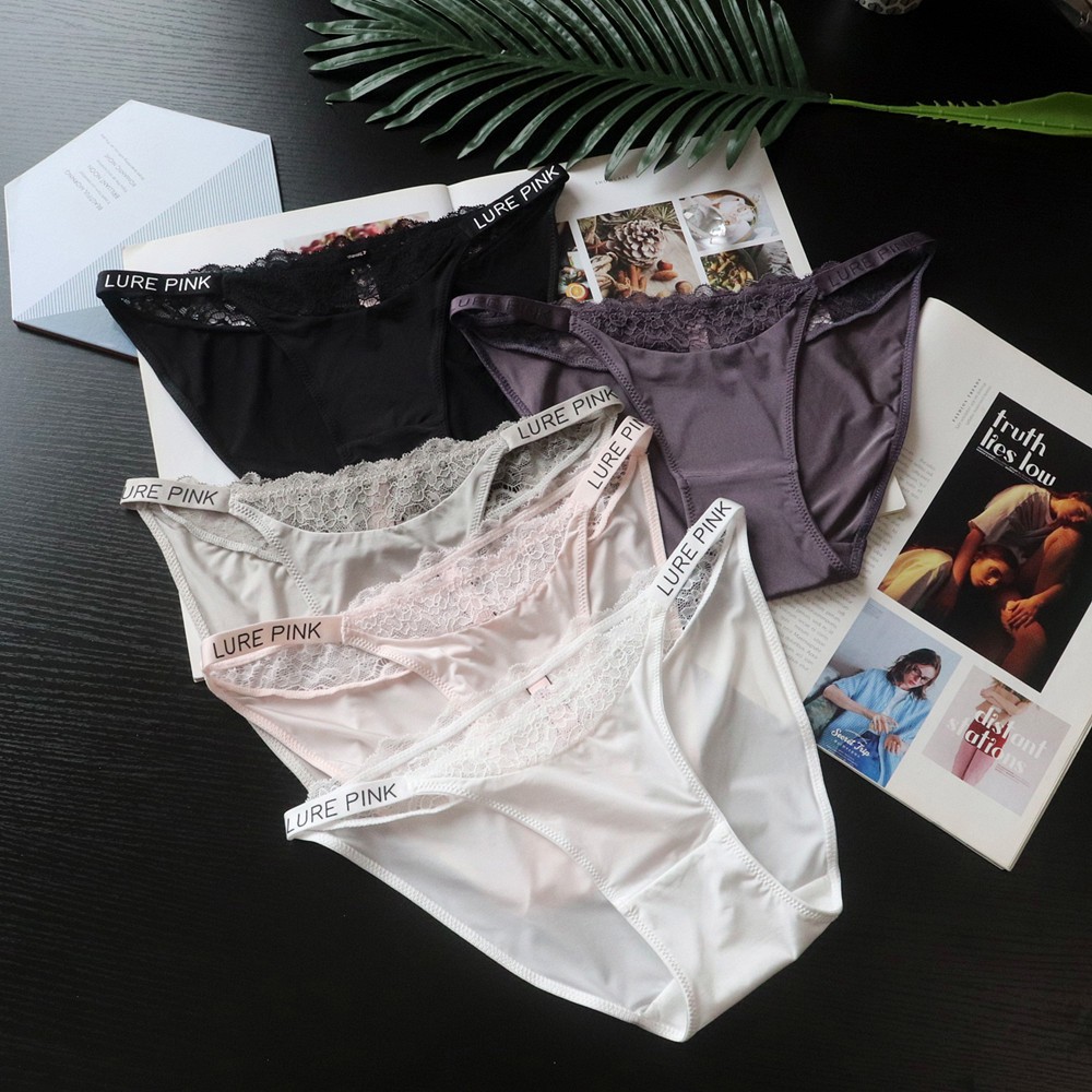Thin-strap sexy women's splicing lace panties ice silk breathable women's briefs
