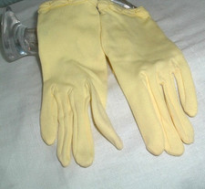 Vtg Hansen Yellow Nylon Gloves Fits All 8" Never Worn
