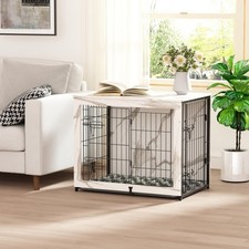 Megidok Wooden Dog Crate Furniture with Cushion,Medium Dog Crate End Table wi...
