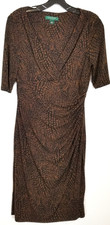 Lauren Ralph Lauren Women Wrap Animal Print Dress Sz 8 Jersey Animal Brown