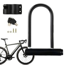 U Shaped Bike Lock With Two Keys Heavy Duty Cable With Bracket Bicycle D Lock UK