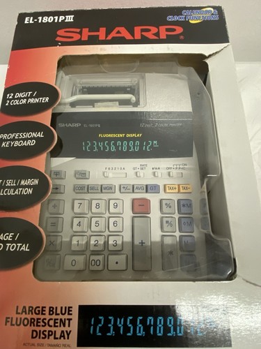 Sharp EL-180pIII Portable 12-Digit 2-Color Serial Printing Calculator new in box - Picture 2 of 10