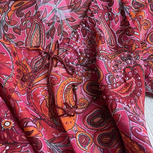 🥀👢 Vintage y2k Hokus Pokus sheer Whimsygoth fairy paisley top Size Large - Picture 7 of 8