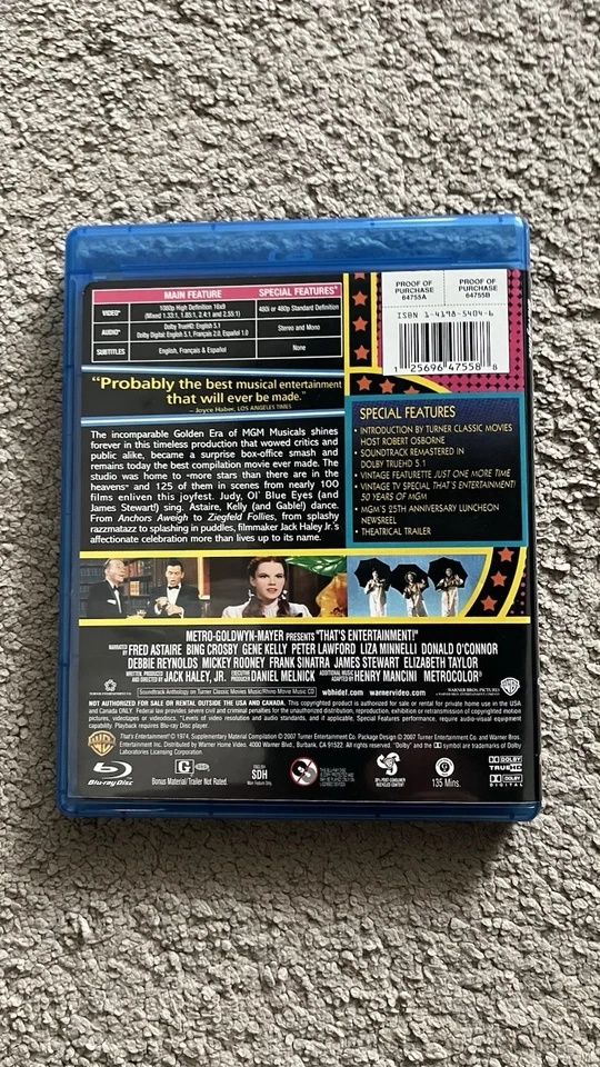 THAT'S ENTERTAINMENT BLU-RAY 2007  Garland Fred Astaire Gene Kelly DISC IS MINT - Image 4 of 4