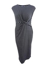 Tommy Hilfiger Women's Knotted Midi Dress (M, Black/Ivory)