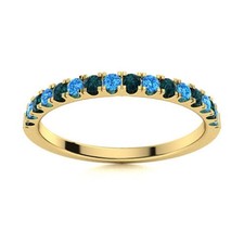 925 Silver Gold Plated Round Swiss Blue Topaz  London Blue Topaz Eternity Ring