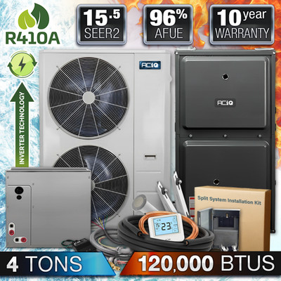 4 Ton 15.5 Inverter Air Conditioner & 96% 120K BTU Gas Furnace AC Split System