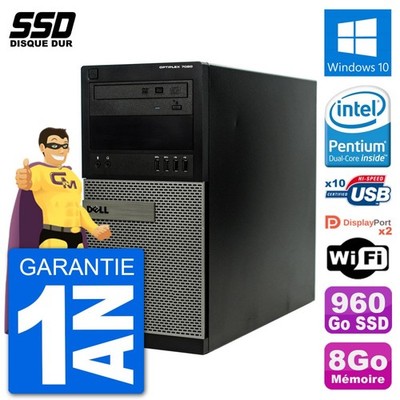 PC tour DELL 7020 Intel Pentium G3220 RAM 8Go SSD 960Go Windows 10 Wifi