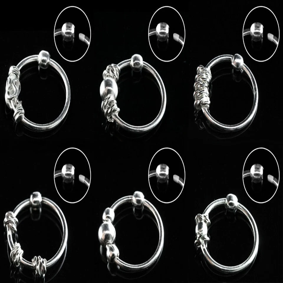 Nasenring 925 Sterling Silber 8 x 0,8 mm Muster zur Auswahl Nasenpiercing Ring - Bild 1 von 1