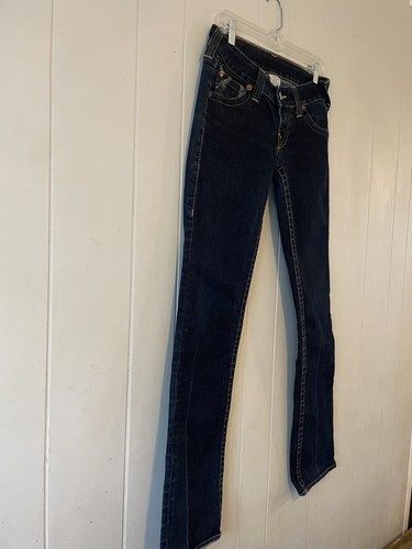 True Religion Vintage Womens Painted Horseshoe Jeans Dark Wash Tag Size 28 Retro - Picture 3 of 14