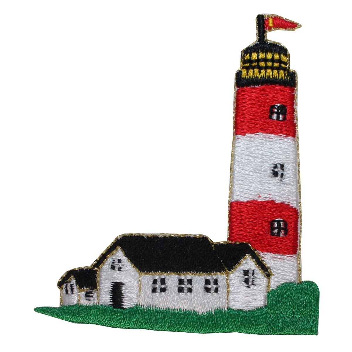 Lighthouse Embroidered Iron On Patch – Sew On Badge For Clothes, Jackets, Bags – UK/GB Theme, Cloth Material
