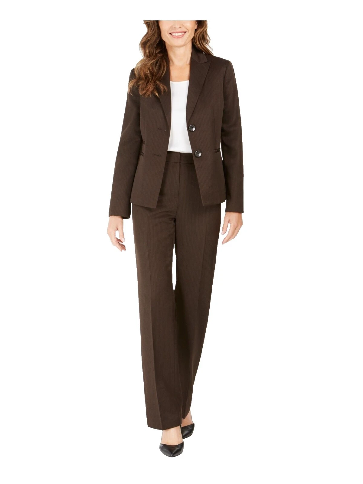 Коричневые брюки стандартных размеров для женщин Le Suit