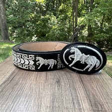 NEW Men's Handmade Western Leather Belt Brown W-42 Cinto Bordado 