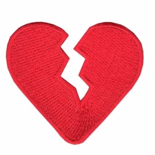 Broken Heart Emoji Iron On Embroidered Applique Patch