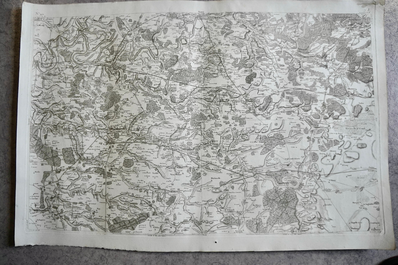 CASSINI CARTE IN PLANO 630mm X 950 mm, 1808, MEAUX , COULOMMIERS , n 45, 7 J,