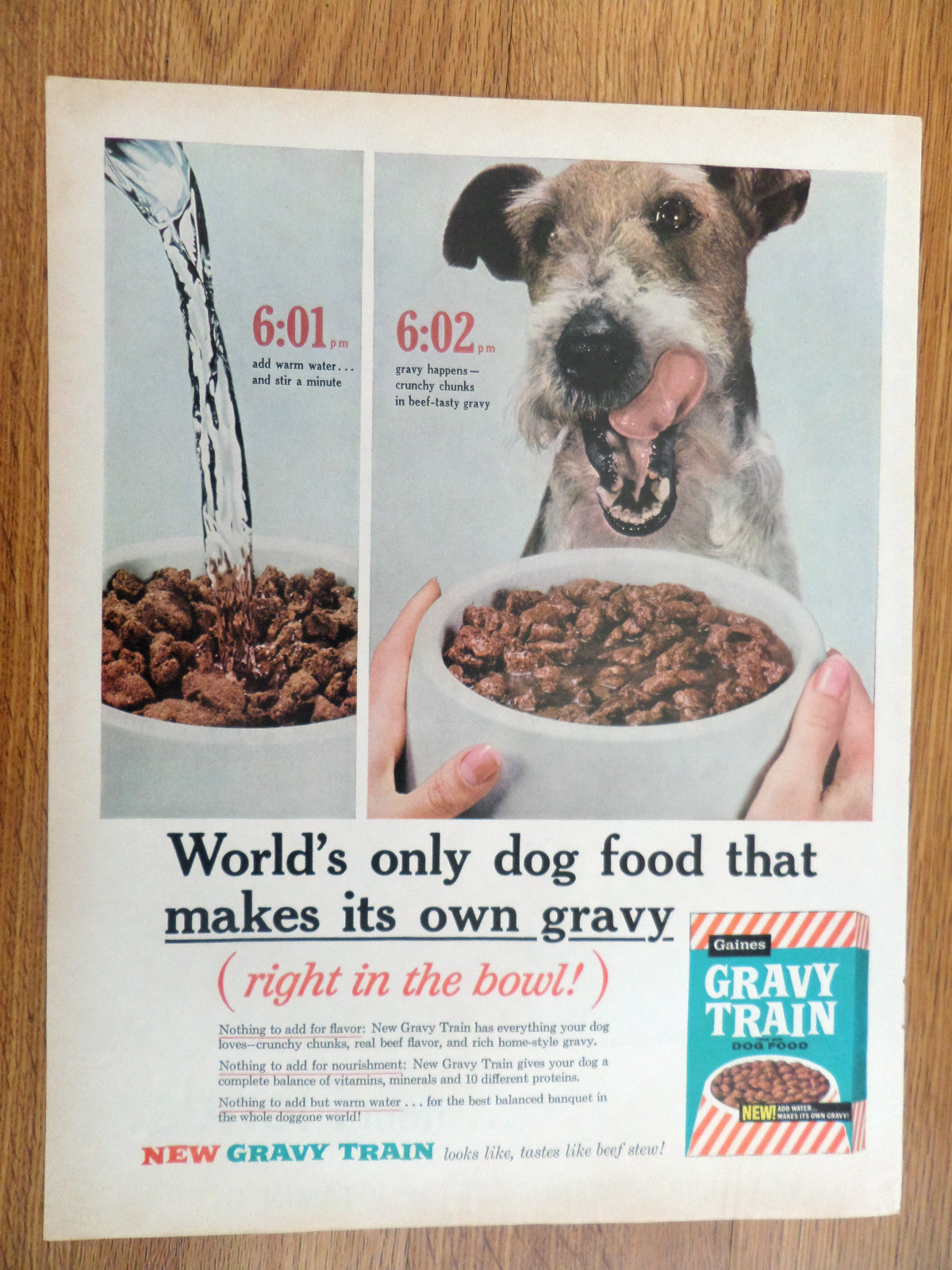 1960 Gravy Train Dog Food Ad Schnauzer Dog eBay