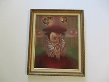 VINTAGE OIL PAINTING PORTRAIT MODERNIST  MALE   MODEL EXPRESSIONIST SURREALISM