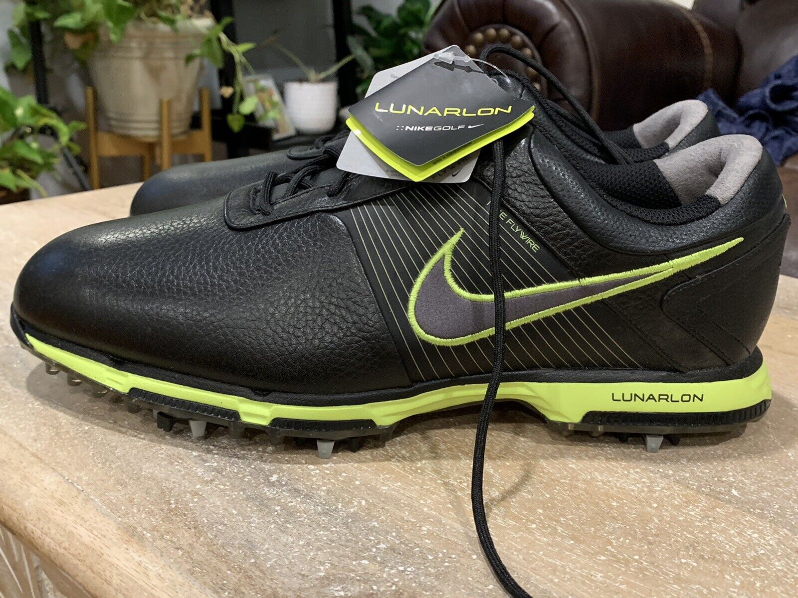 Nike Flywire Golf Lunarlon Shoes Black Neon Yellow NWT Men's 10.5 – ASA College: