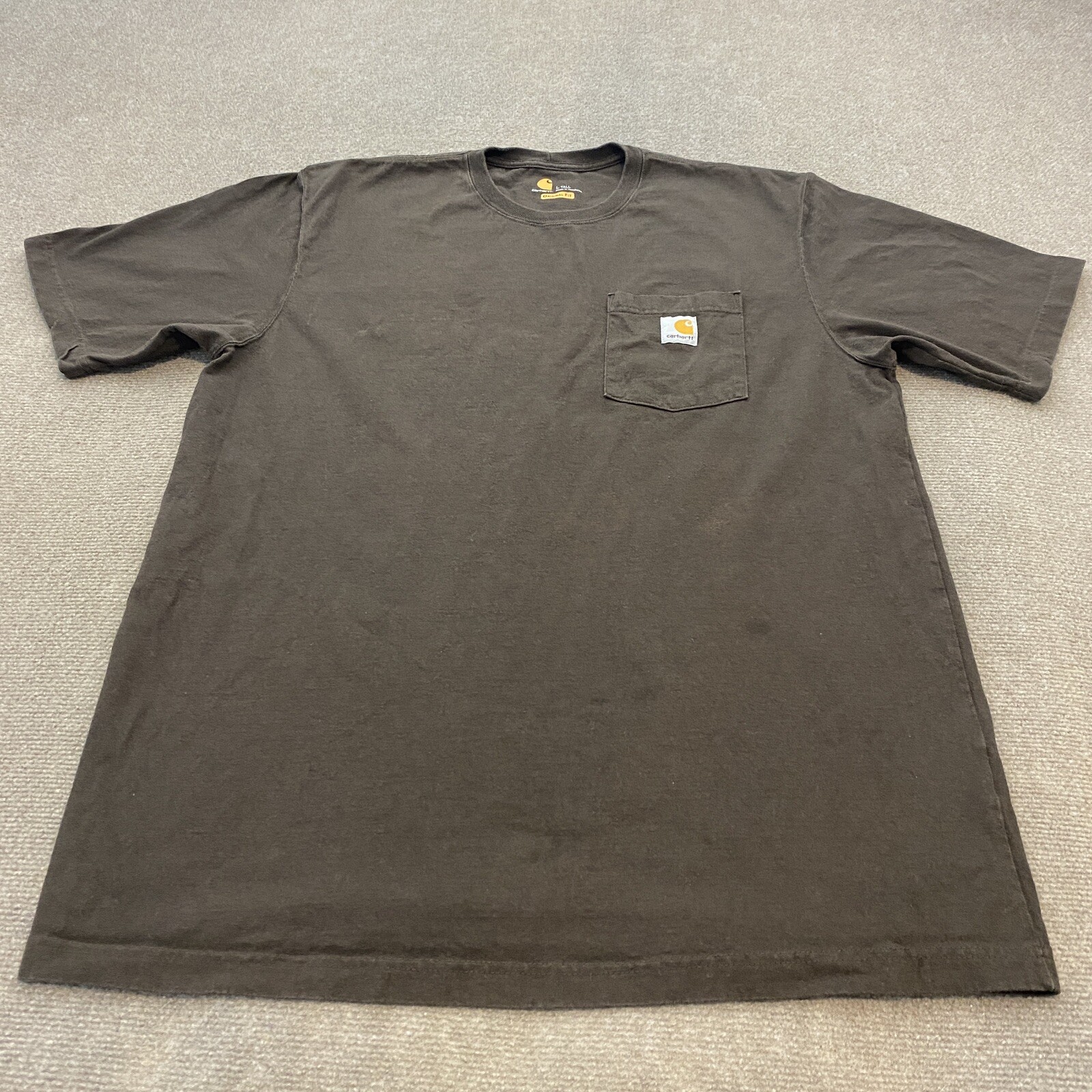 Carhartt Pocket Shirt Mens Large Tall Faded Brown Distressed Grunge K87 Logo