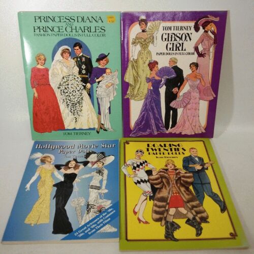 4 Paper Dolls books UNCUT~Princess Diana & Charles~Hollywood Movie Star~Tierne.. - Afbeelding 1 van 2
