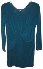 Simply Vera Vera Wang Women Dark Green LONG SLEEVE Casual Dress Sz L BUST 41"