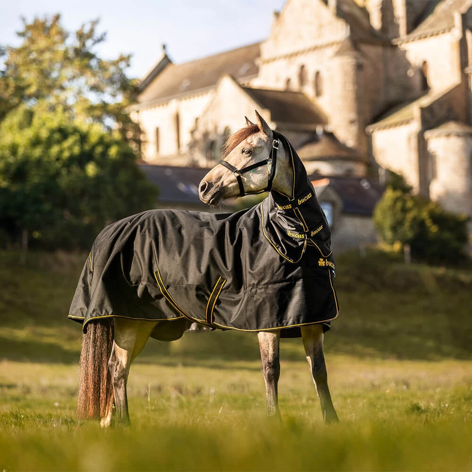 Bucas Irish Turnout Light 50g + Neck Set 1200D - black/gold - Weidedecke