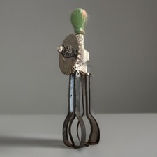 Antique Child  s Hand Crank Metal A J Egg Beater, 1923