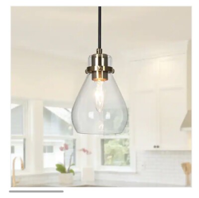Uolfin Modern Teardrop Pendant Lighting 1-Light Hanging Brass Pendant Light