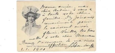 Beautiful postcard old 1900 elegant hat postcard