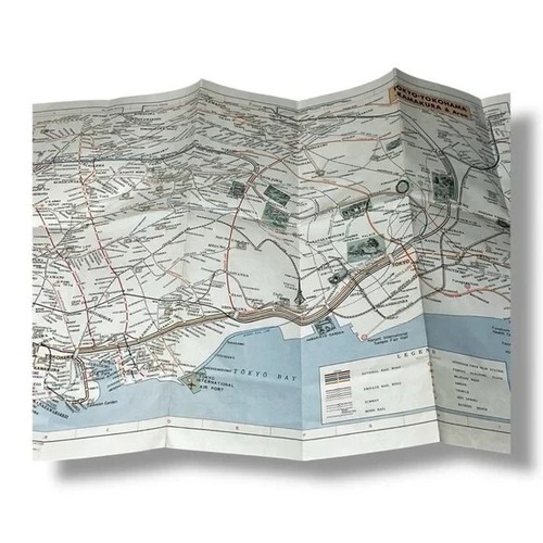 Tokyo and Yokohama Japan 1986 Vintage Map BX