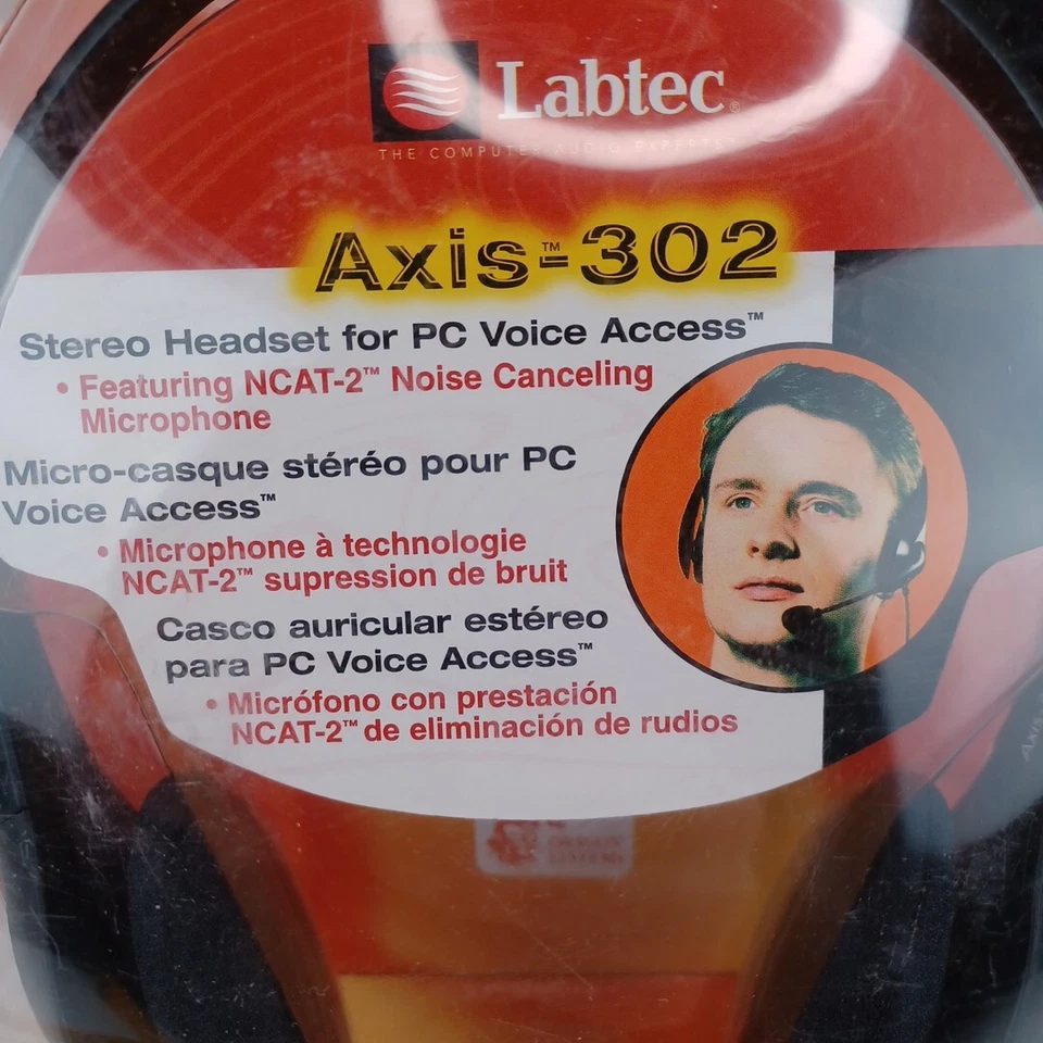 Labtec Axis-302 Stereo Headset New Sealed NIB NOS 3.5 mm - Image 2 of 4