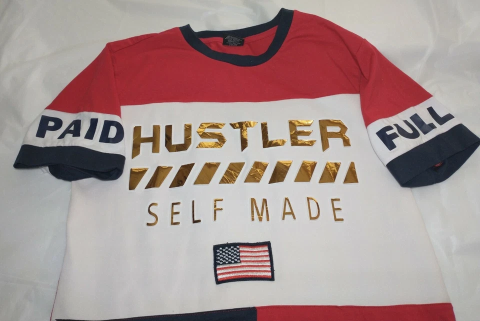 Camisa mediana HUSTLER AUTOHECHA para hombre diamante $tash EE. UU. Hip Hop Supreme Savage Foto 3 de 4