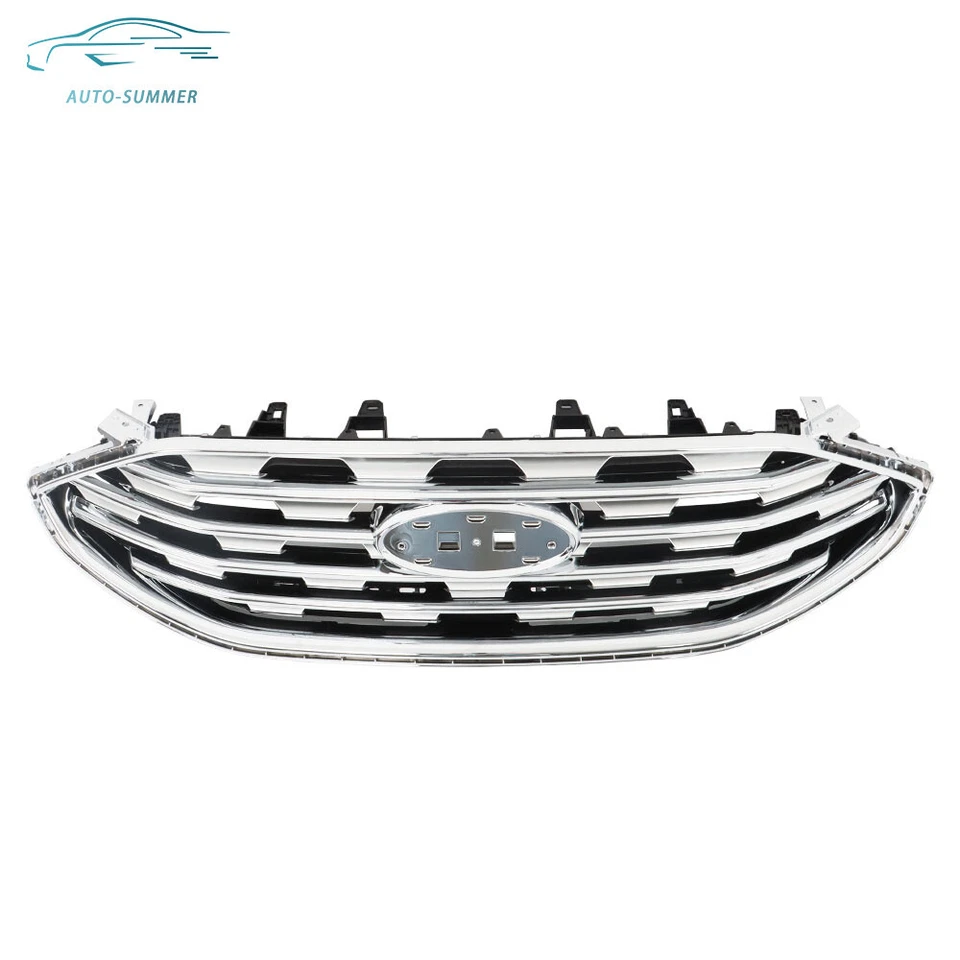 For 2019 2020 2021 2022 Ford Edge Front Upper Bumper Grille Chrome Silver Grill Foto 2 de 4