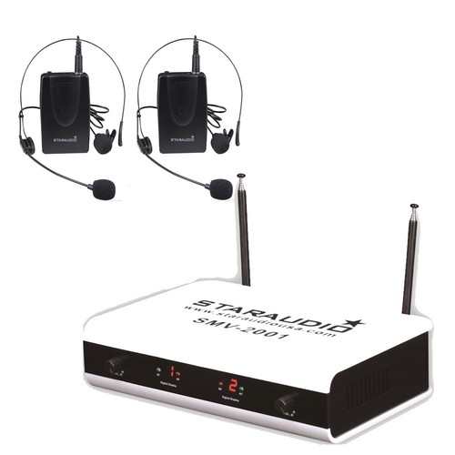 STARAUDIO 2 Channel VHF Wireless Microphone System 2CH Stage Headset