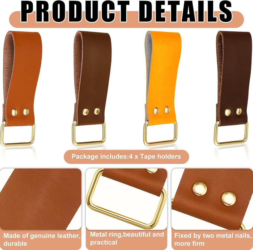4 Pieces Leather Belt Clip Tape Measure Clip Measuring Tape Clip Tool