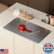 tonchean 304 Stainless Steel Chopping Board with Lip, 35.4”x 19.7” Large Stee