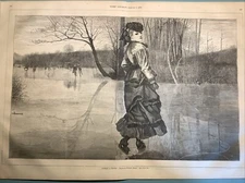1871 RARE EVERY SATURDAY NEWSPAPER ~ WINSLOW HOMER “CUTTING A FIGURE”