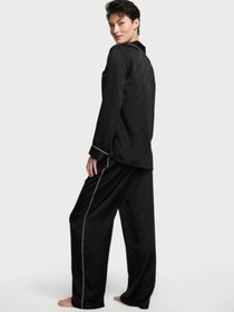 Victoria's Secret Satin Long Pajama Set, Black, Size X-Small