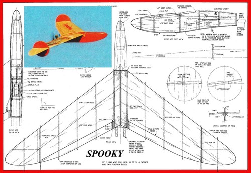 AMI Model Airplane Plan (RC): Spooky 31" Flying Wing for .049ci (.55-.65ci) - 第 1/4 張圖片