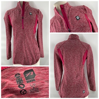 Orage Yoga Running Pullover Women s S Pink ¼ Zip Spandex Thumb Holes YGI A2-237