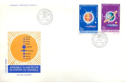 BB002 Romania set of 4 FDC`s 1981 Planets Constellations - Picture 3 of 9