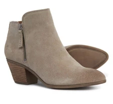 FRYE Women’s Judith Double Zip Ankle Bootie 9M 9 Taupe Suede Pointed Toe BNIB
