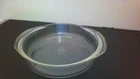 vintage pyrex round  baking dish with handles-clear glass in excellent shape#221