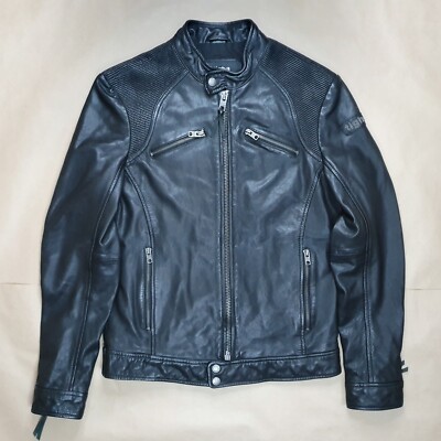 tigha Lederjacke Herren Biker Jacke Gr. S Echt Schafs Leder Schwarz Stehkragen