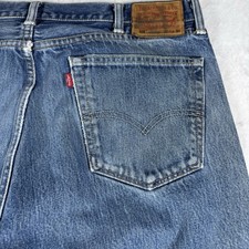 Levis 505 Jeans Mens 38x34 USA Made Distressed Vintage Wash Straight Leg Denim