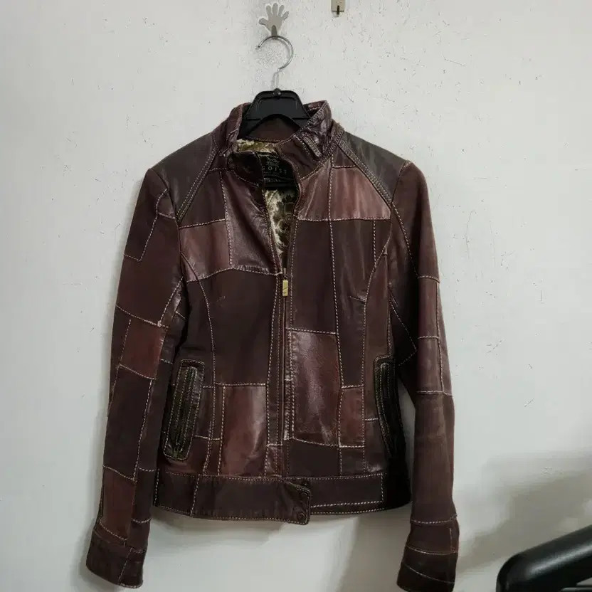 Vintage Dolist Patchwork Leather Jacket, Brown, S… - image 3