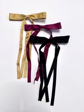 Ribbon Bow Hair Barrette Clips, Set Of 3 - Black, Golden  Dark Red