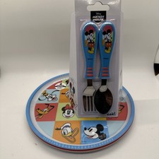 Zak Disney Character Childs Dining Set 2 Plates Fork Spoon Mickey Minnie Etc