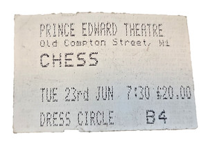 Vintage Chess Musical Ticket Stub – Prince Edward Theatre, London - June 23
