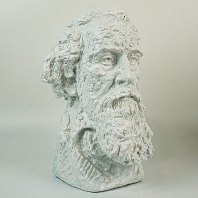 Vintage Leo Tolstoy (?) Author White Painted Plaster Bust Statue